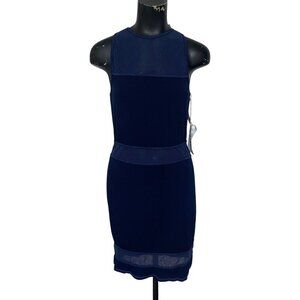 NEW YFB Fabric and Net Body-con Dress in Navy Blue Size Large